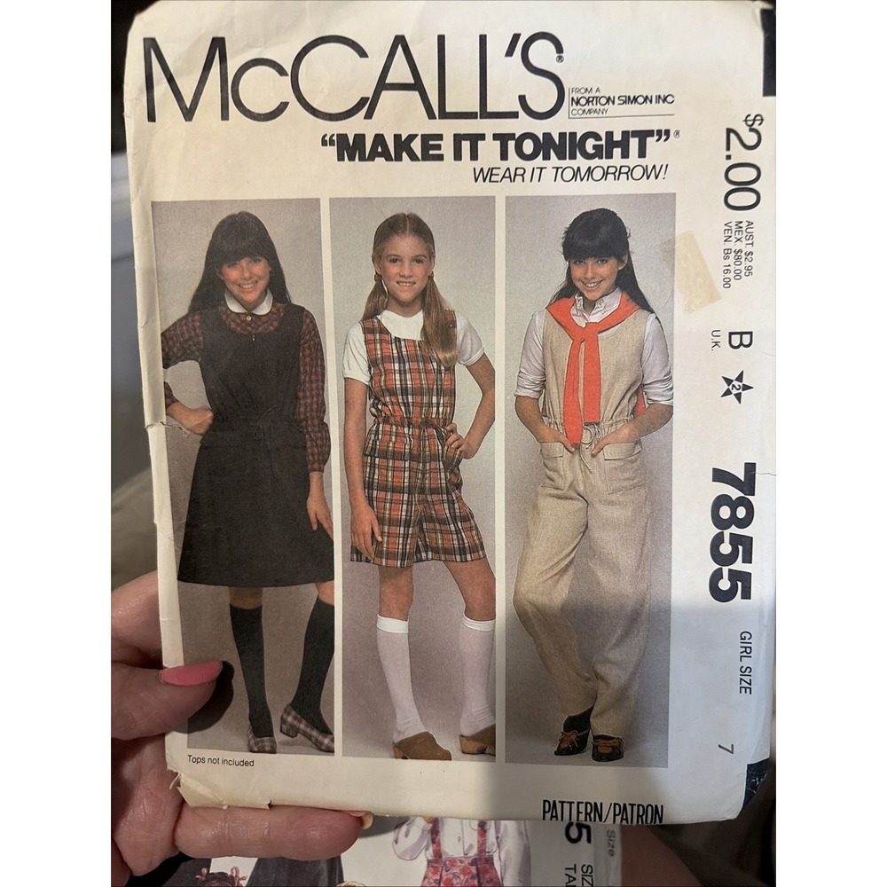 Vintage 1982 McCalls Girls Sewing Pattern 7855 Size 7 Cut Complete
